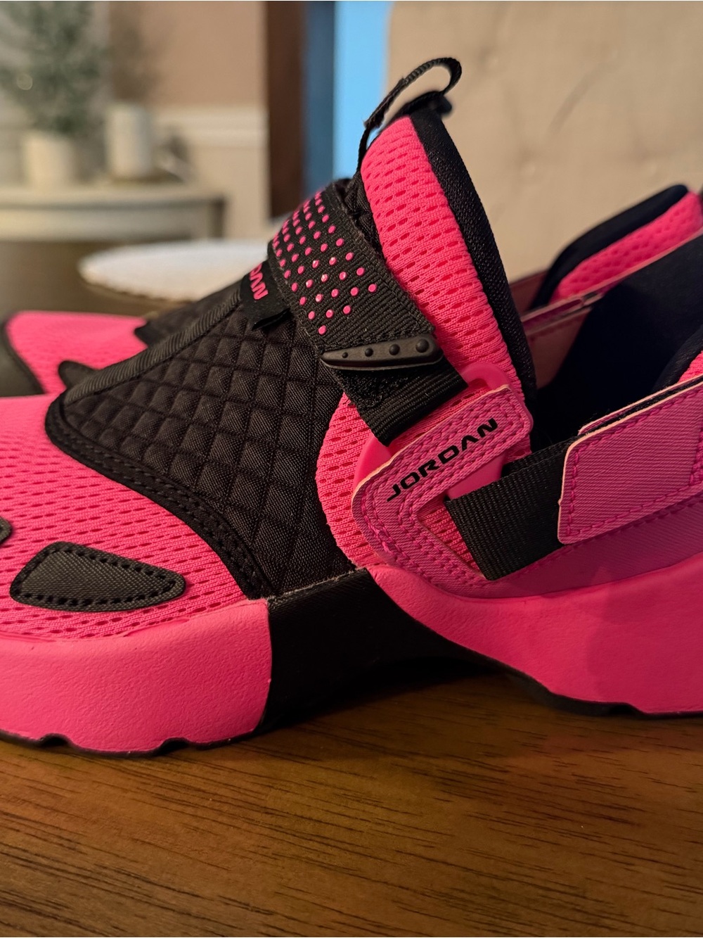Jordan  Pink and Black Slip-On Sneakers